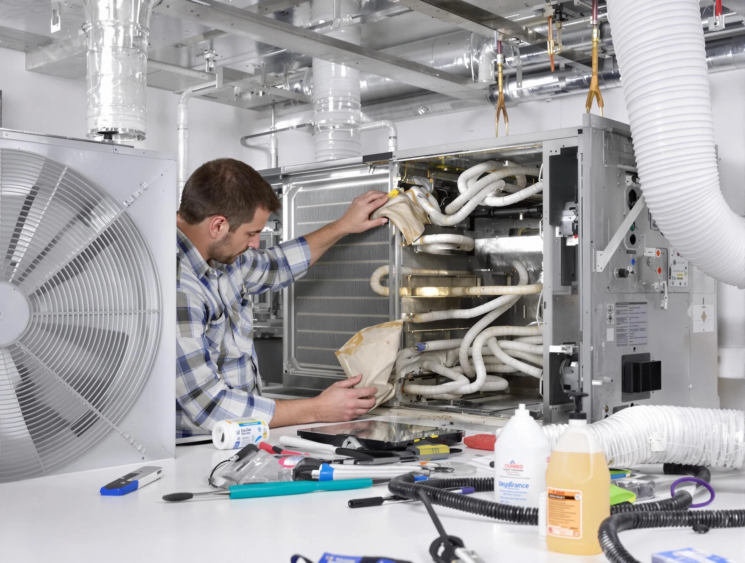 Brook Highland Air Duct Cleaning specialist performing precision AC coil cleaning in Brook Highland