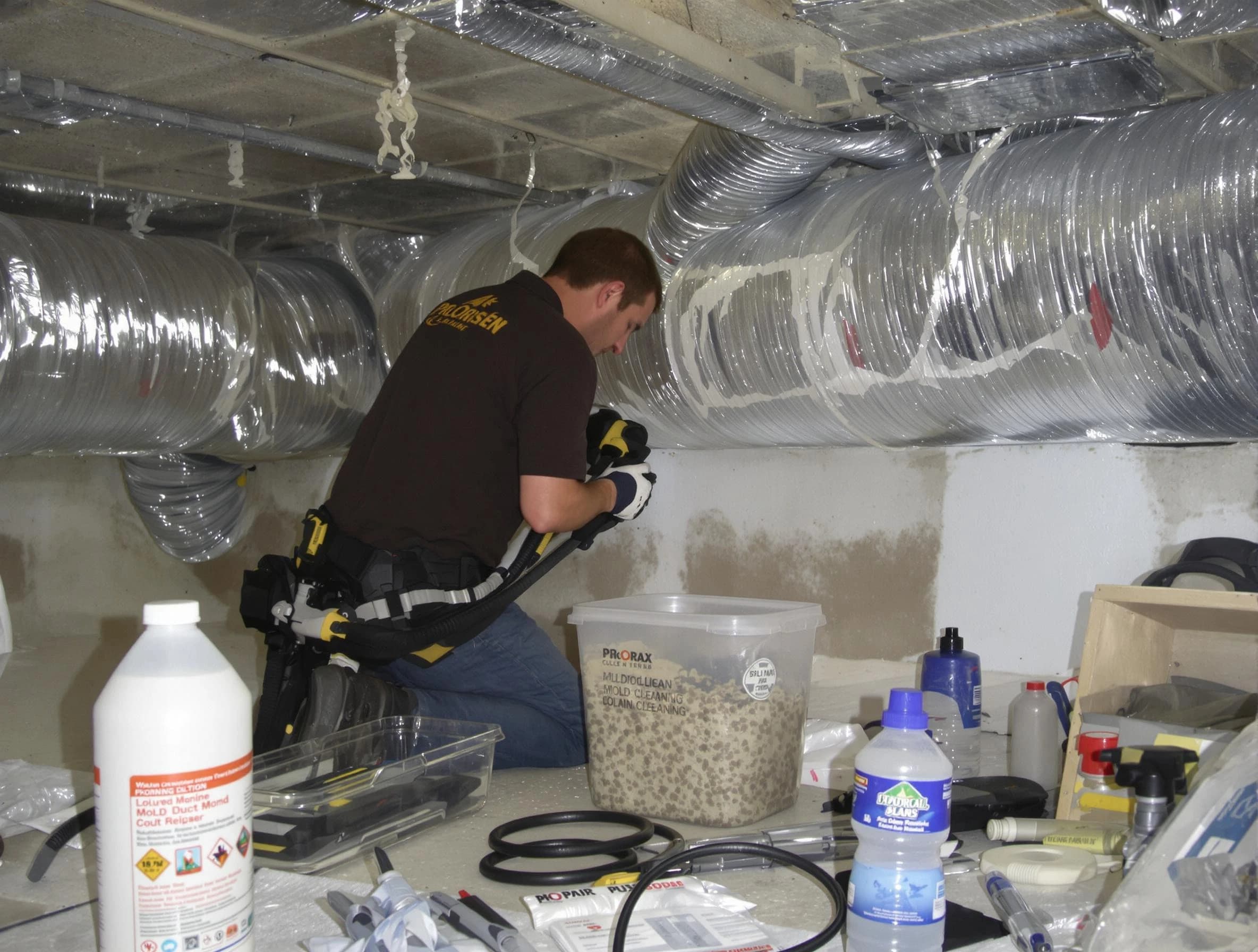 Brook Highland Air Duct Cleaning specialist performing professional mold removal from air ducts in Brook Highland