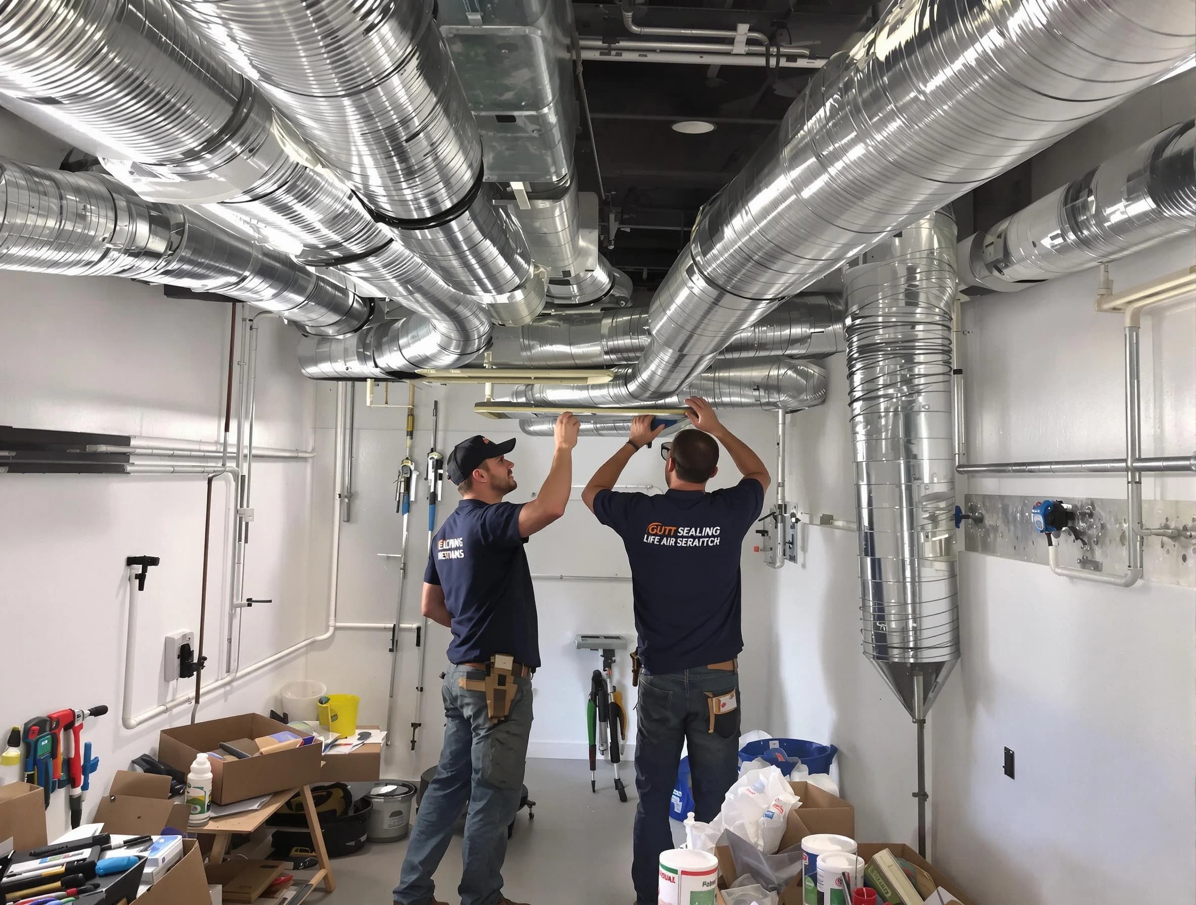 Brook Highland Air Duct Cleaning technician applying professional duct sealing solutions in Brook Highland