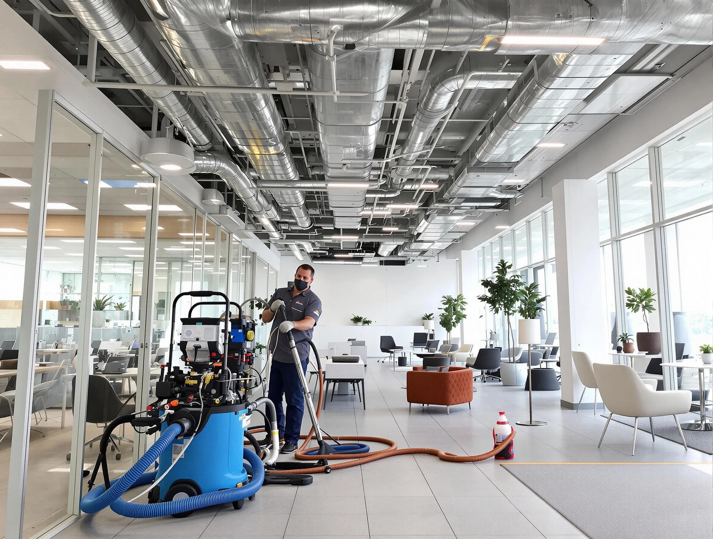 Brook Highland Air Duct Cleaning team conducting comprehensive commercial duct cleaning at a business location in Brook Highland