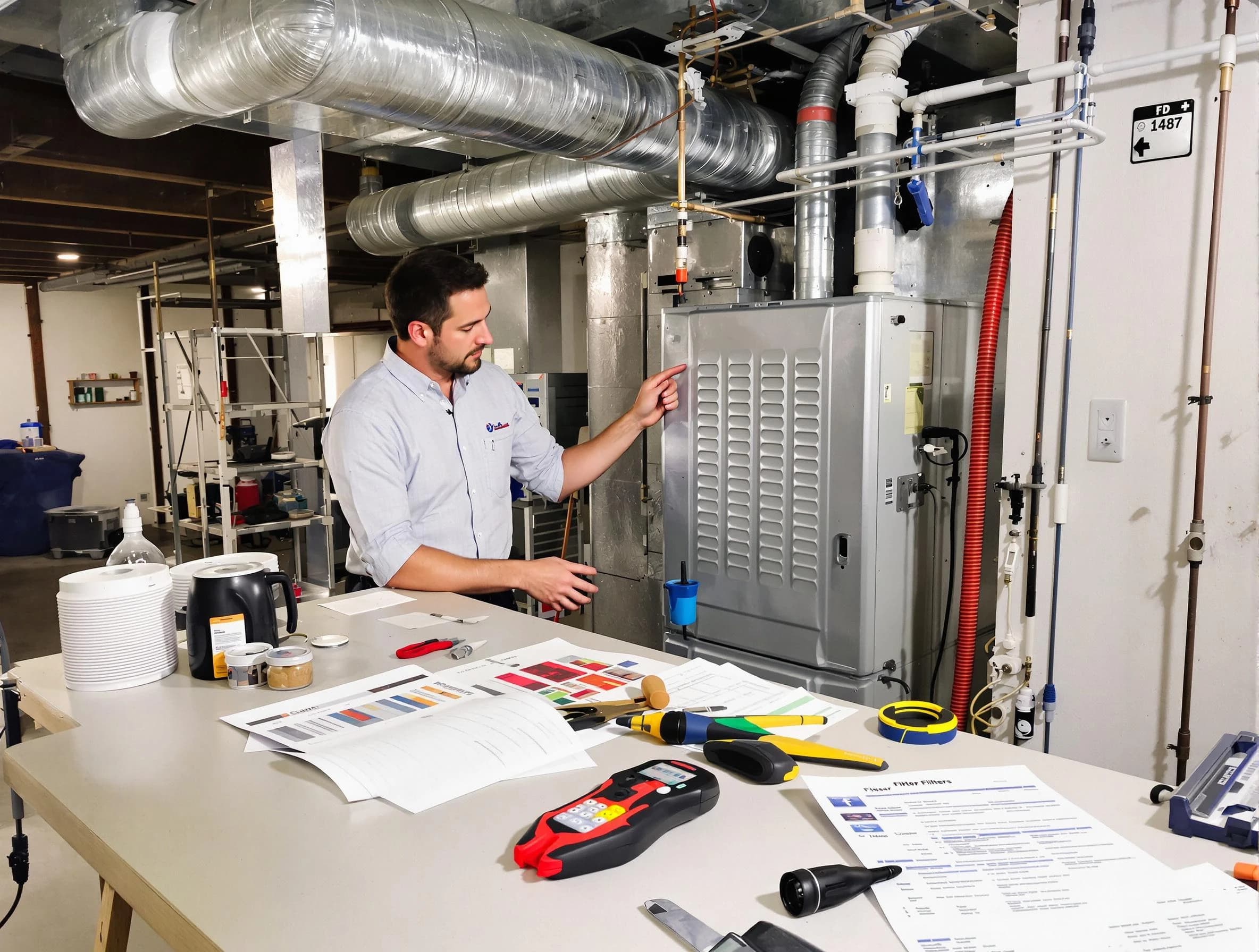 Brook Highland Air Duct Cleaning inspector conducting detailed filter system evaluation using professional diagnostic tools in Brook Highland