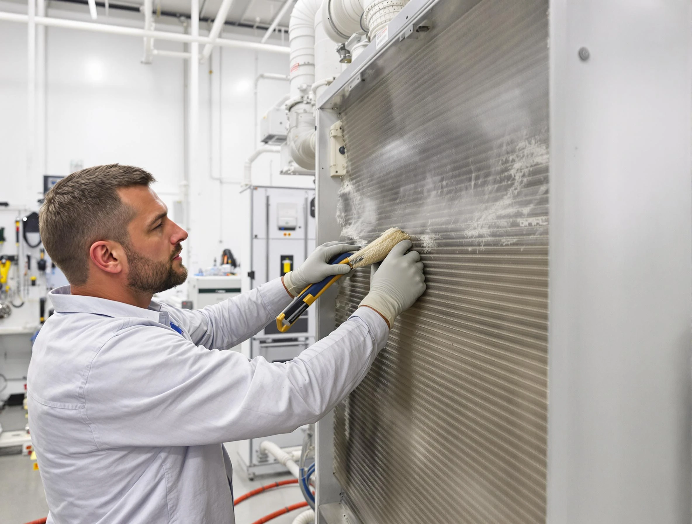 Brook Highland Air Duct Cleaning technician performing precision commercial coil cleaning at a Brook Highland business
