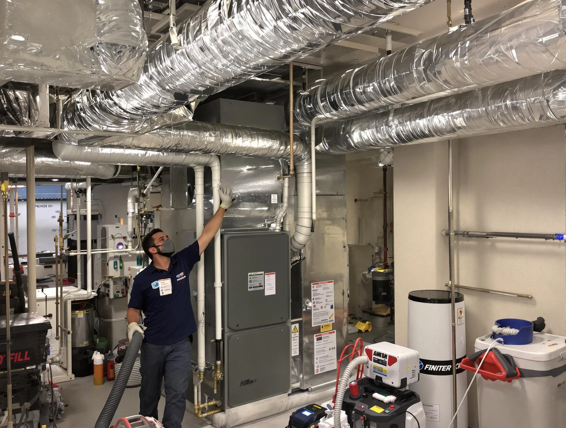 Brook Highland Air Duct Cleaning specialist performing thorough furnace duct cleaning in a Brook Highland residence