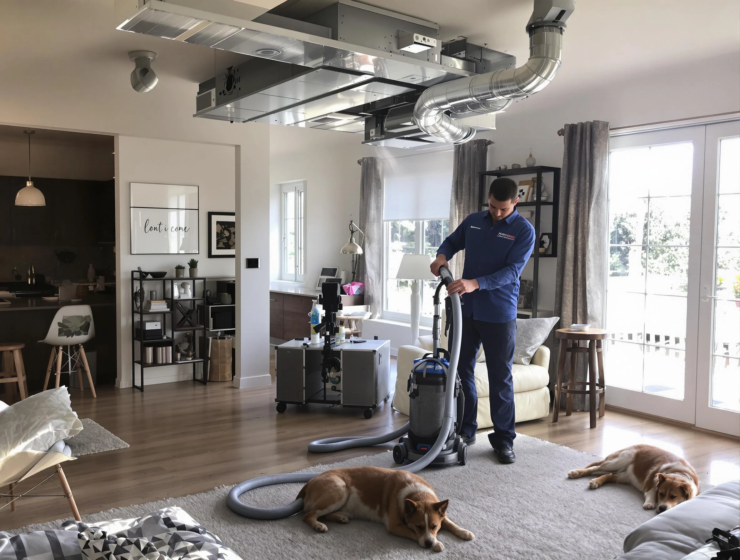 Brook Highland Air Duct Cleaning technician performing detailed indoor duct cleaning for improved air quality in Brook Highland